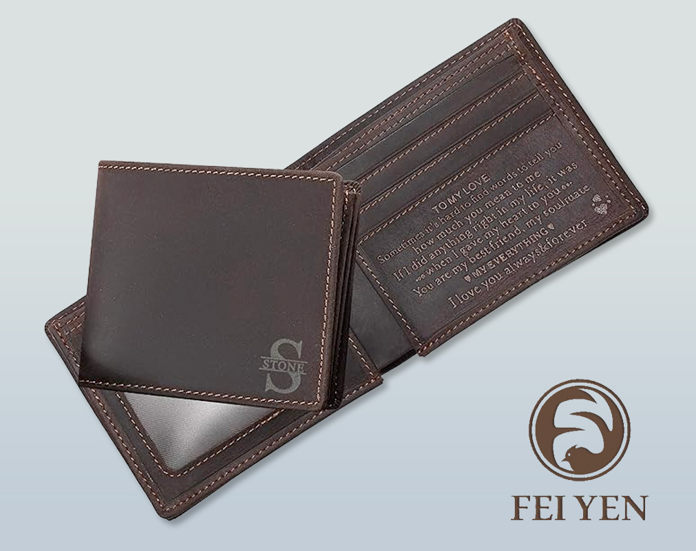 FeiYen Personalized Engraved Leather Wallet