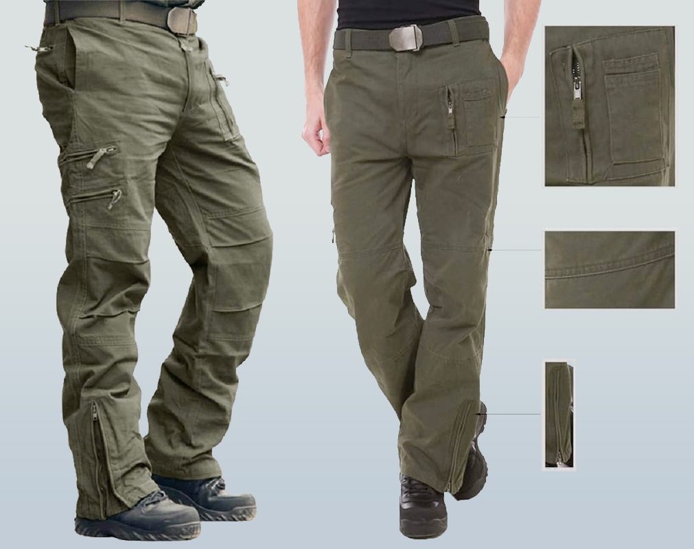 CRYSULLY Men's Cotton Multi-Pockets Work Pants